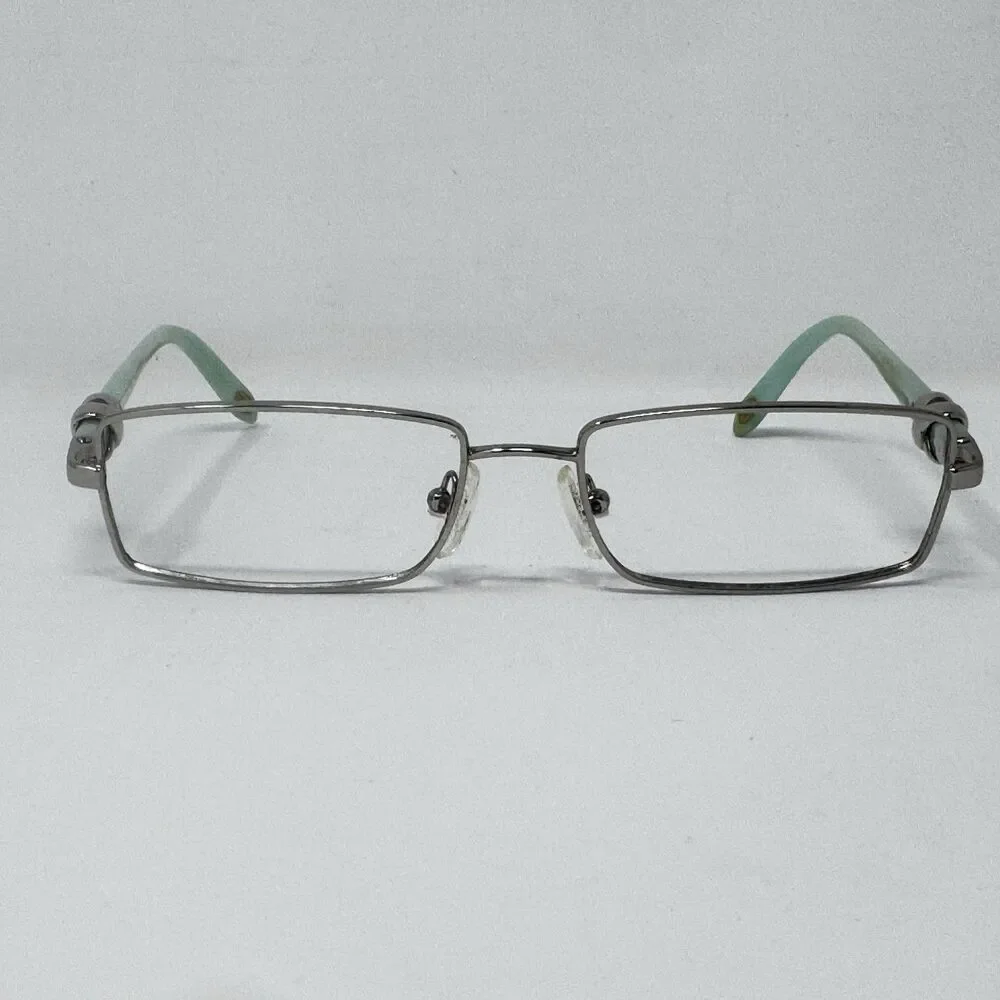 Tiffany & Co. Silver Metal Teal Accent Temple Eyeglass Frames 52-16-135